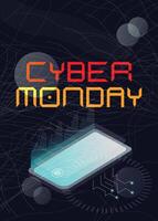 cyber monday sale abstract techno poster design vector