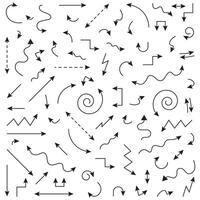 set of arrows of different shapes isolated on white background vector