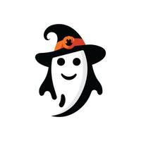 Halloween ghost flat design isolated on white background vector