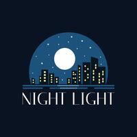 night light logo flat design vector