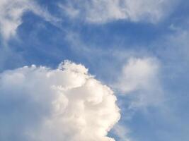 blue sky high outdoor group of white clouds background in summer abstract gradient light beauty background. beautiful bright cloud and calm fresh wind air photo