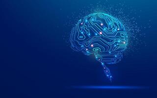 concept of neurology or deep learning, graphic of brain shape combined with electronic pattern vector