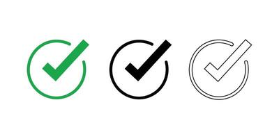 check mark icon button set. check box icon with right buttons vector