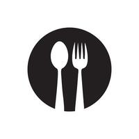 Spoon and fork icon round shape design isolated on white background. vector