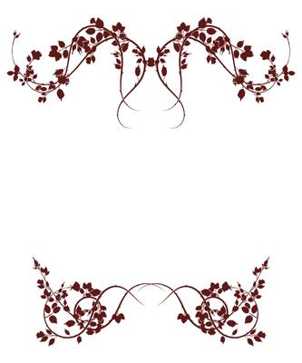 frame in red tones with roses pattern decoration