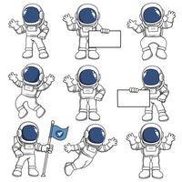 Set Of mascot cartoon Astronout Characters vector
