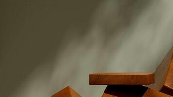 landscape layout of green wall, 3D rendering template mockup of wood rectangle podium photo