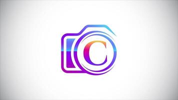 Initial alphabet C with a camera logo animation for photography business, and company identity video