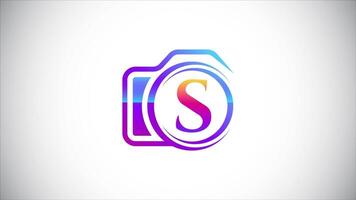 Initial alphabet S with a camera logo animation for photography business, and company identity video