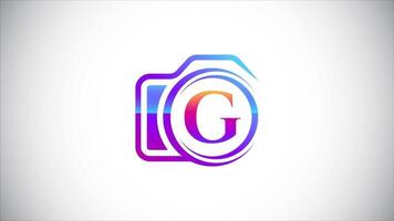 Initial alphabet G with a camera logo animation for photography business, and company identity video