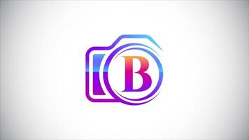 Initial alphabet B with a camera logo animation for photography business, and company identity video
