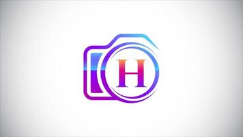 Initial alphabet H with a camera logo animation for photography business, and company identity video