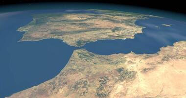 Strait of Gibraltar in planet earth, aerial view from outer space video