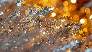 Glimmering silver and gold abstract with sparkling bokeh lights video