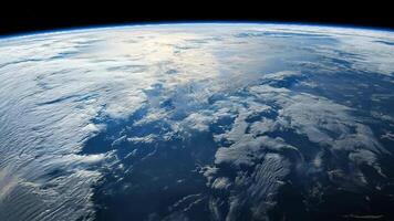View of Earth from Space with Clouds and Ocean in the Distance video