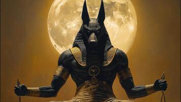 Anubis Meditation under a Full Moon with Ancient Egyptian Motifs video