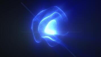 Abstract blue light particles forming a soft sphere shape against a dark background, emitting a radiant glow video