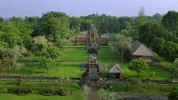 The view from above of a large green lawn and a large building video