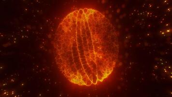 A golden, swirling form of light against a dark backdrop, evoking the essence of energy and motion in an abstract digital art style sphere video