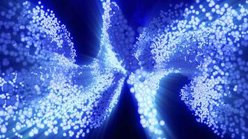 Abstract digital art depicting a flow of light particles forming a wave shape in vivid blue, symbolizing technology, energy, and futuristic design video