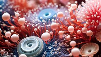 Abstract microbiological forms in vibrant, colorful detail and intricate textures video