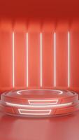 Red glow luxury podium pedestal product display and red portrait background modern gaming 3d rendering, amazing for promotion display product video