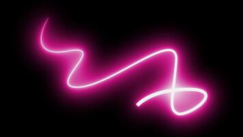 Abstract glowing neon laser curve line zigzag retro style 90s on black background. video