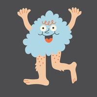 colored abstract cloudy character in groovy doodle style vector
