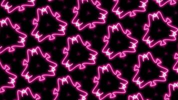 Abstract glowing pattern flower neon laser curve line retro style 90s on black background. video