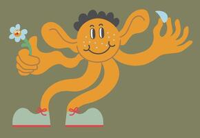 colored abstract character in groovy doodle style vector