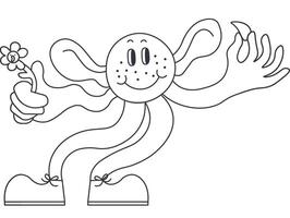 abstract character in linear groovy doodle style vector