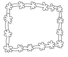 horizontal floral frame in linear doodle style vector