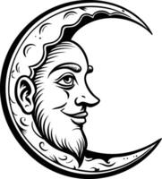 A crescent with a man's face on it vector