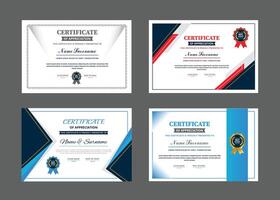 Elegant and luxurious certificate template set. Collection of modern and luxury diplomas with badge illustration. Pro vector