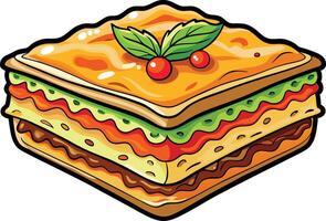 A slice of pizza with a green leaf on top vector