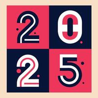 2025 poster with colorful New Year number, Calendar template. pro vector