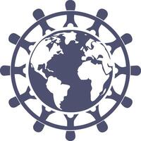 The world is surrounded by people holding hands vector