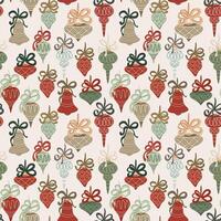 A Christmas and new year pattern with various hand-drawn toys. vector