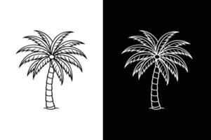Minimalist Palm Tree Line Icon. Tropical Design in Black and White vector