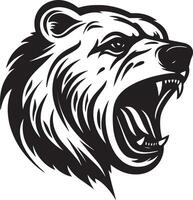 A bear head with its mouth open and its teeth showing vector