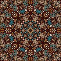 Brown and turquoise ornamental seamless pattern creating a stunning kaleidoscope effect vector