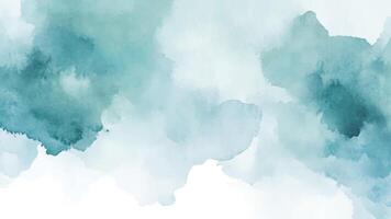 Abstract horizontal watercolor background with hand drawn texture. Brush stroked painting blue green pastel color vector