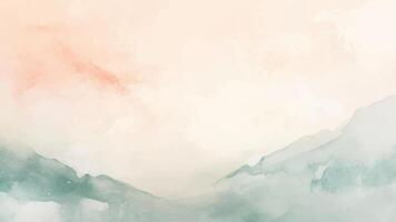 Abstract horizontal watercolor background with hand drawn texture. Brush stroked painting pink green pastel color vector