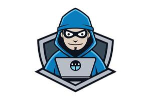 Futuristic Hacking Mascot Logo Design for Cybersecurity and Tech Branding vector
