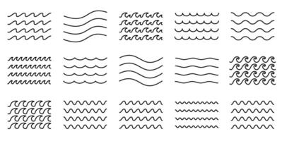 A set of wave line elements. Wavy horizontal zigzag lines . Collection of water icons. illustration. vector