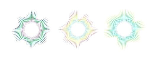 Neon dot equalizer set. Audio multicolor waves. Circular audio waves. Radial spectrum . illustration vector