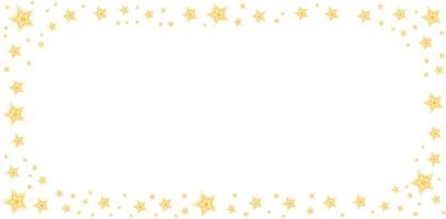 Golden stars with aura , sparkling Christmas confetti banner with frame. Shimmering beautiful abstract template. Glowing gold greeting card background vector