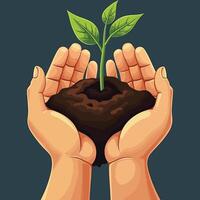 Hands of Growth Celebrating World Soil Day vector