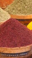 Experience the Vibrant Spices Displayed in Colorful Baskets at the Local Market Today video
