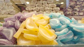 A Varied Selection of Colorful Assorted Gummy Candies Available in a Local Candy Store video